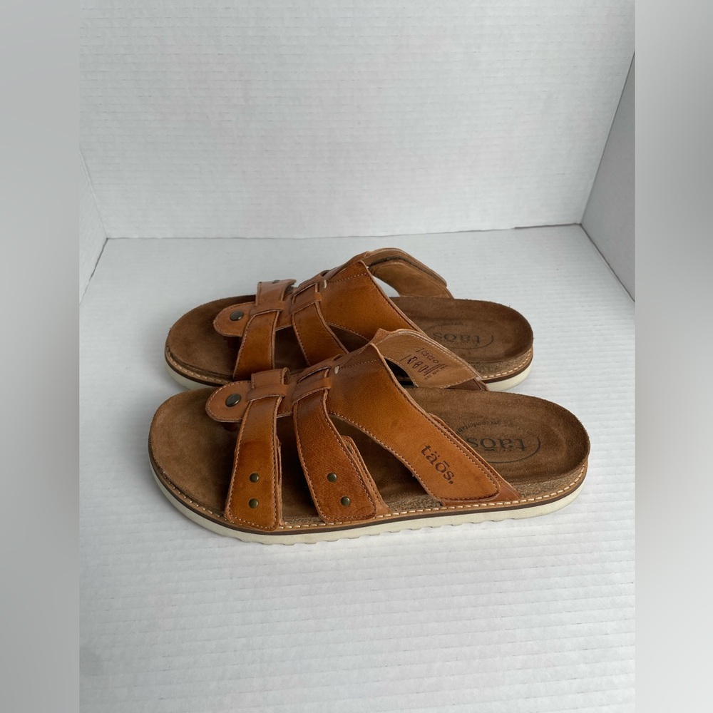 Taos Leather Magnificent Sandals Women’s Size EU 41 Brown Cognac Fisherman Slide - Picture 10 of 15